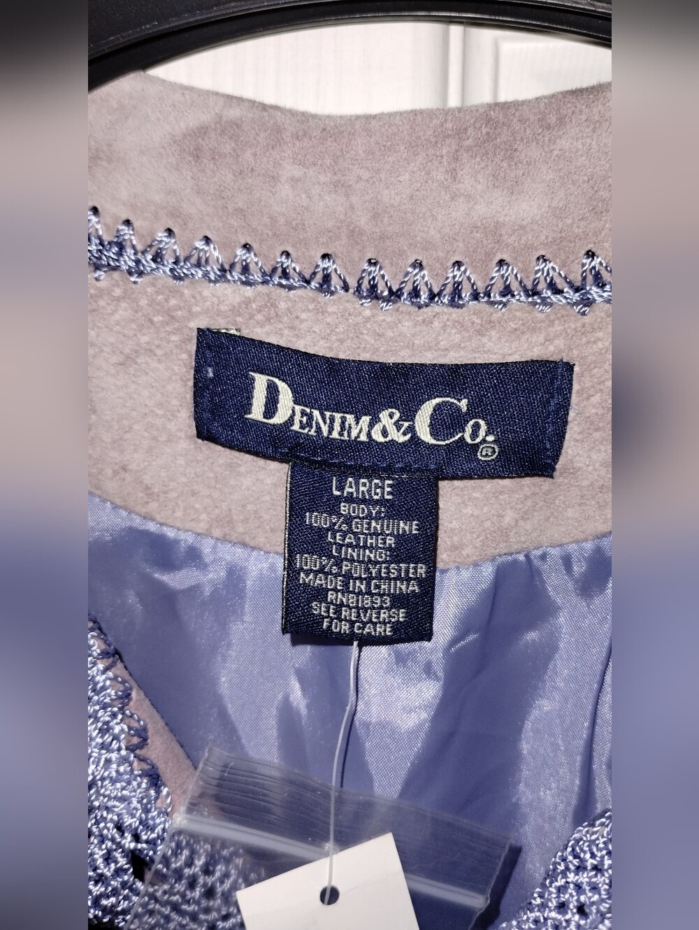 Vintage Denim&Co Lavender Patchwork Leather Jacket - Picture 4 of 7